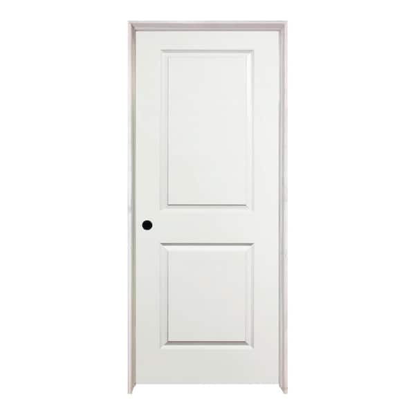 Steves & Sons 32 in. x 80 in. 2 Panel Squaretop Right Hand Solid Core White Primed Molded Single Prehung Interior Door w/Bronze Hinges
