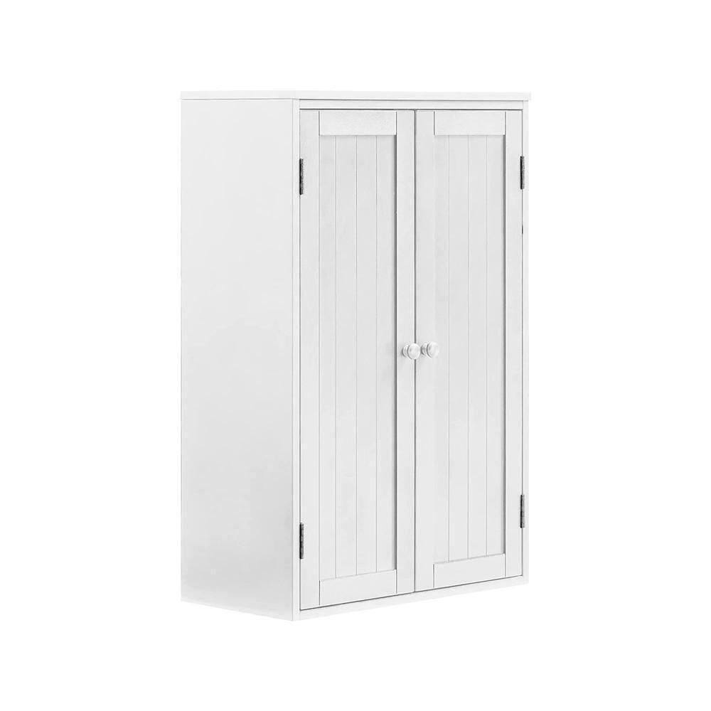 URTR Vintage White Wood Wall Accent Storage Retro Floor