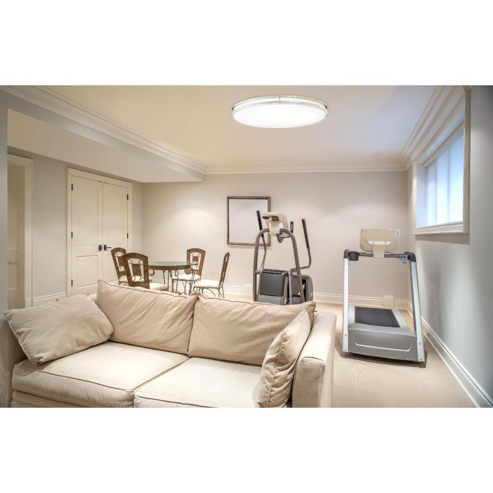 Sleek Brushed Nickel 32.5" LED Flush Mount Ceiling Fixture