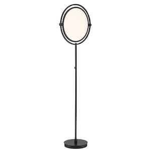 Studio 23 64 in. Black 1-Light Dimmable Standard Floor Lamp for Living Room with White Acrylic Disc Shade