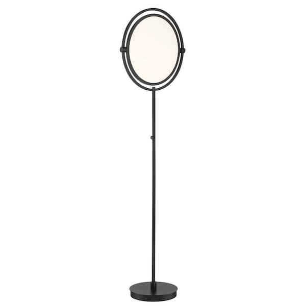 George Kovacs Studio 23 64 in. Black 1-Light Dimmable Standard Floor Lamp for Living Room with White Acrylic Disc Shade