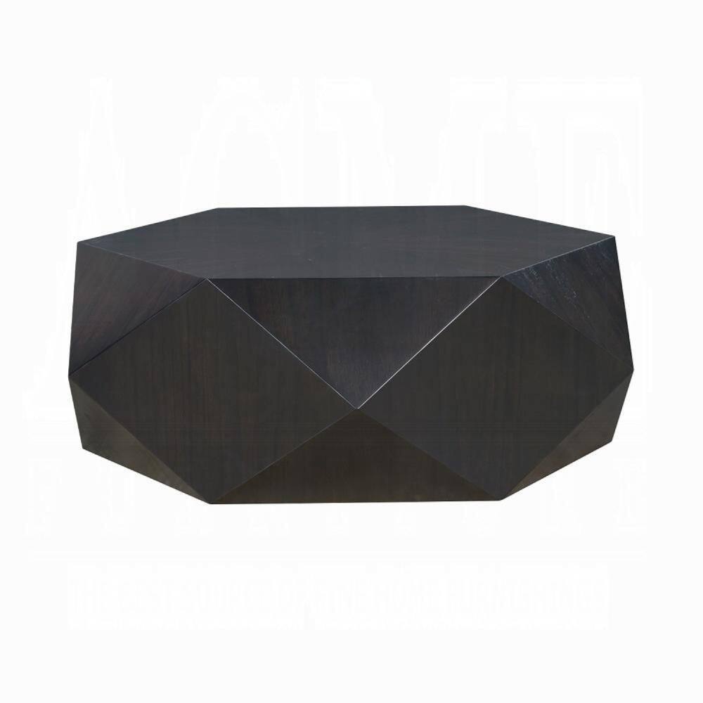 Hano 50 in. Black Hexagon Wood Coffee Table with Solid