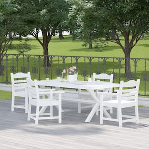White 5-Piece HDPE Outdoor Dining Set (4 Dinning Chairs Plus 1 Dining Table)