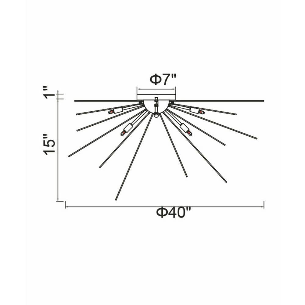 Modern Starburst Black LED Flush Mount Light 40"