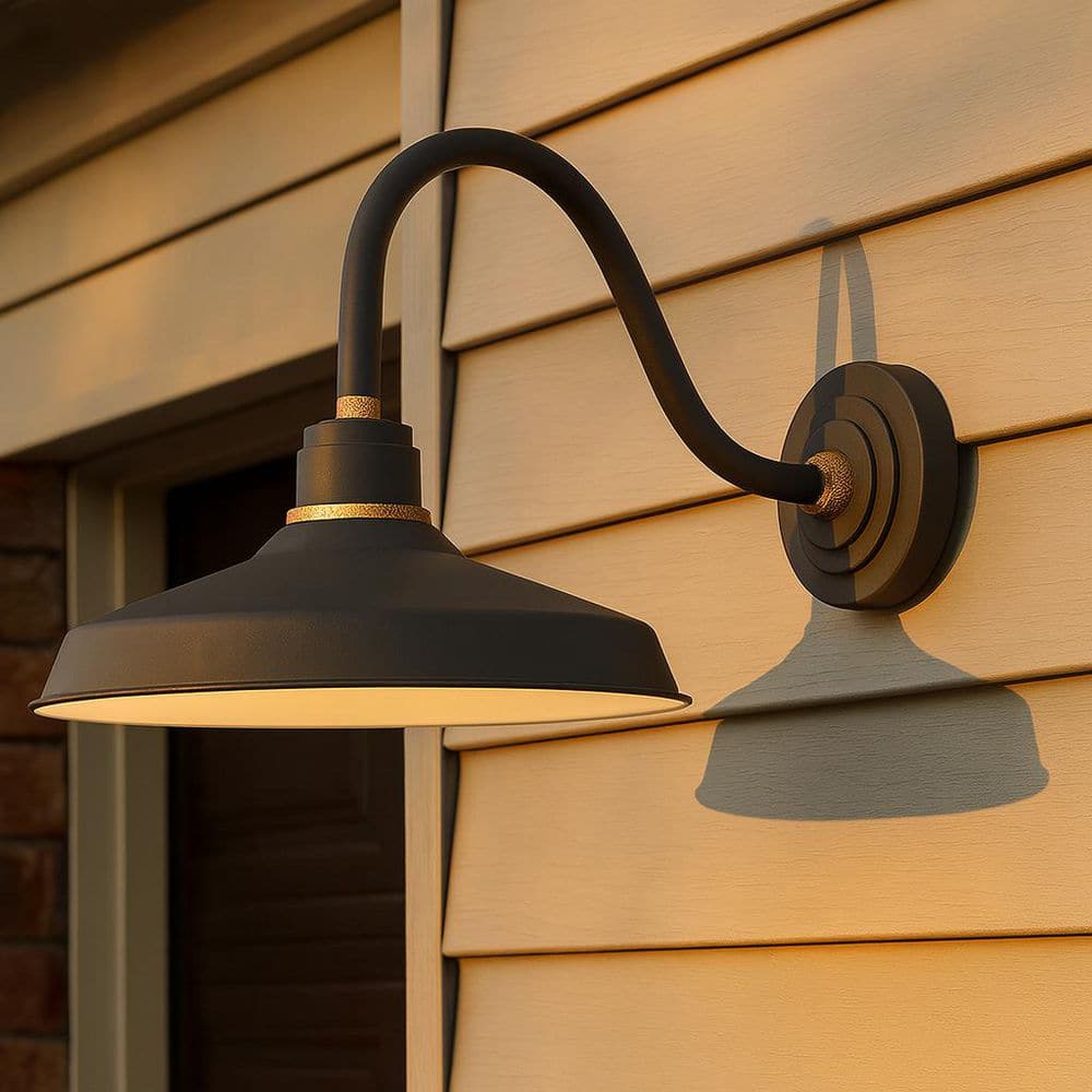 Foundry Medium 1-Light Museum Bronze Outdoor Gooseneck Wall Sconce price history on PriceWatchPro