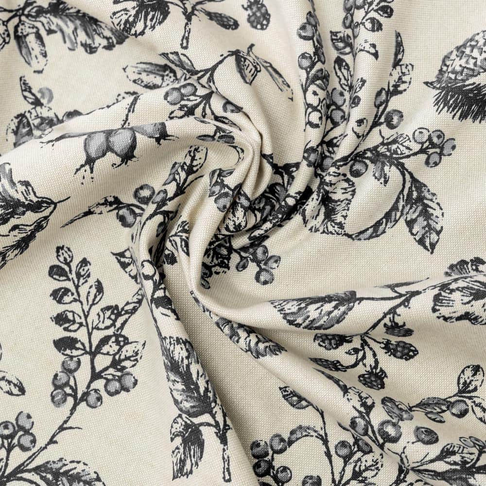 Black Cotton Linen Light-Filtering Rod Pocket Window Panel Pair