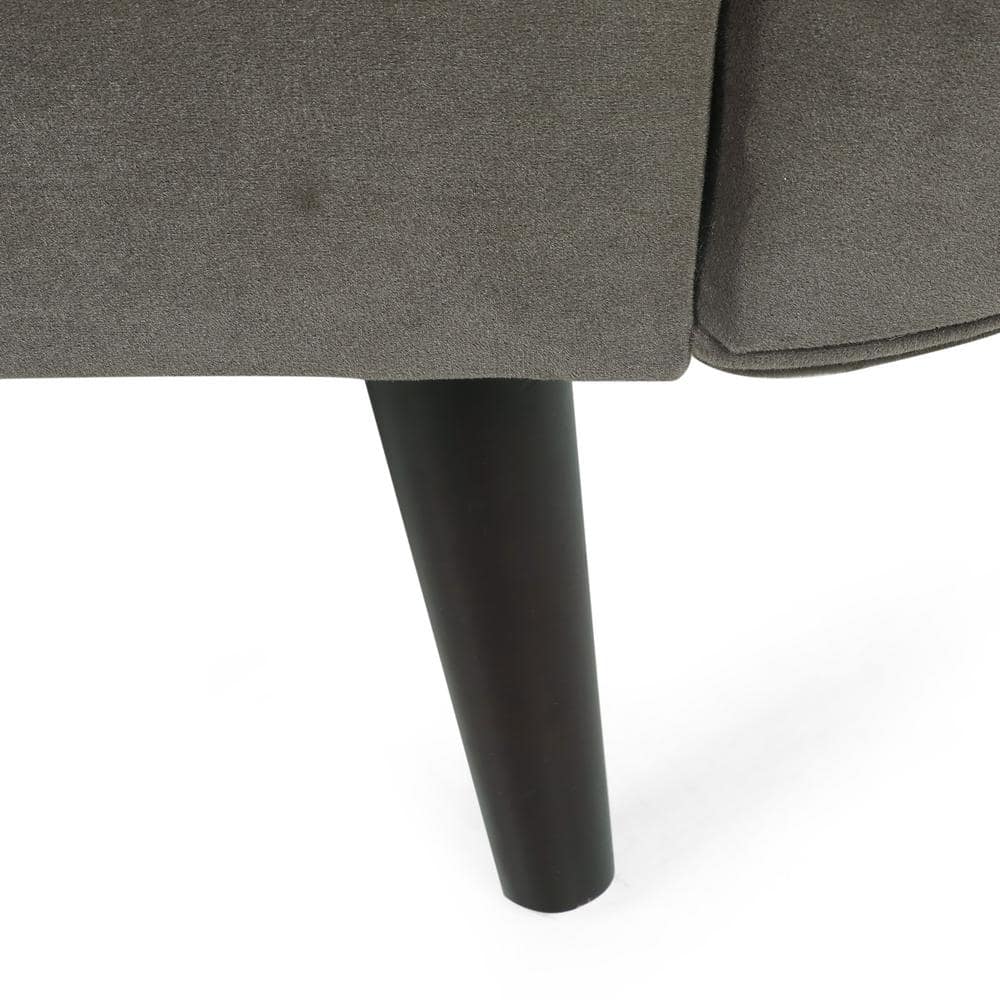 Taupe Velvet Chaise Lounge with Flared Arms