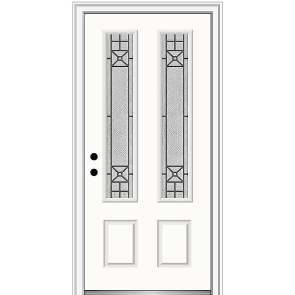 MMI Door 36 in. x 80 in. Courtyard Right-Hand 2-Lite Decorative Painted Fiberglass Smooth Prehung Front Door on 6-9/16 in. Frame