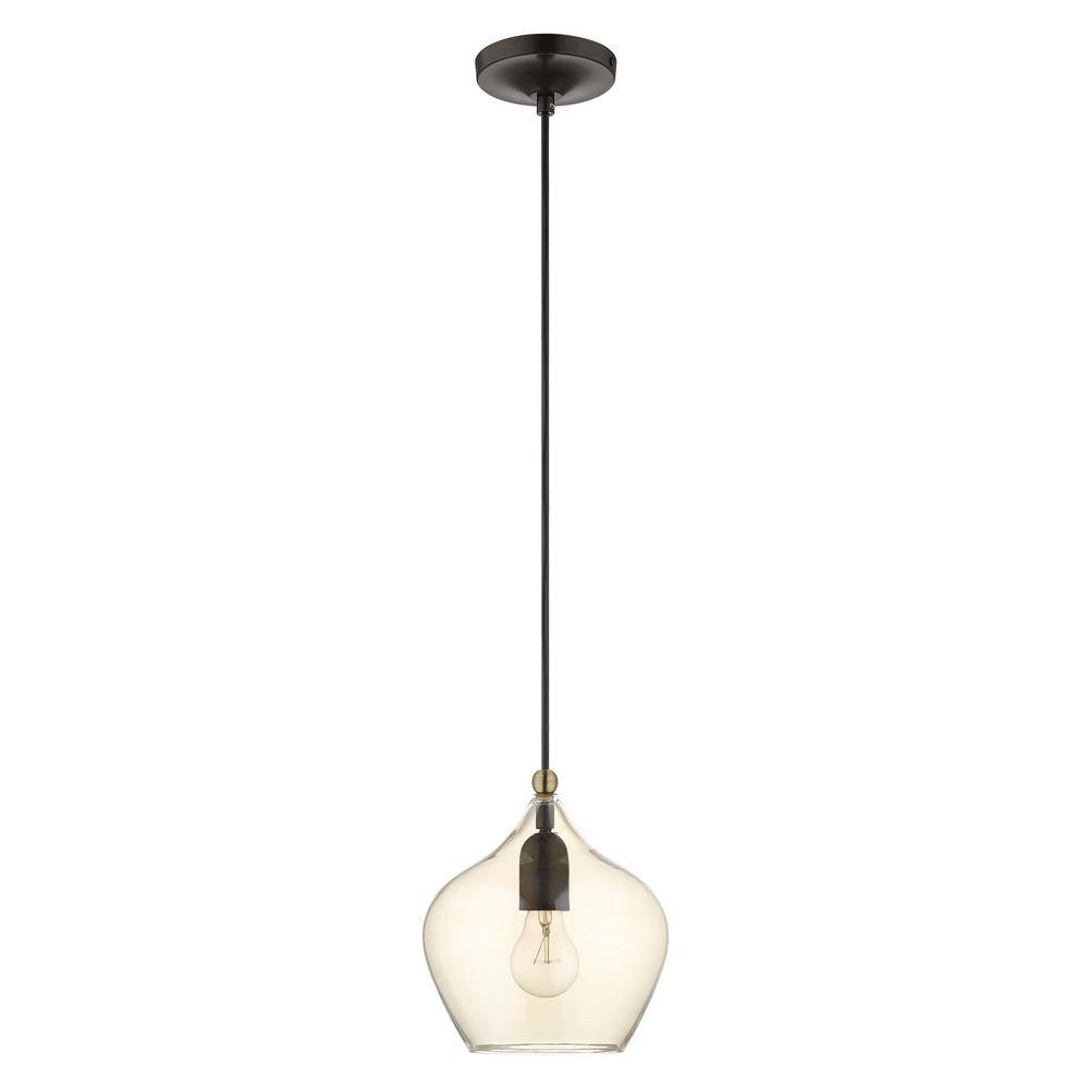 Champagne Glass Globe Pendant with English Bronze & Antique Brass Finish