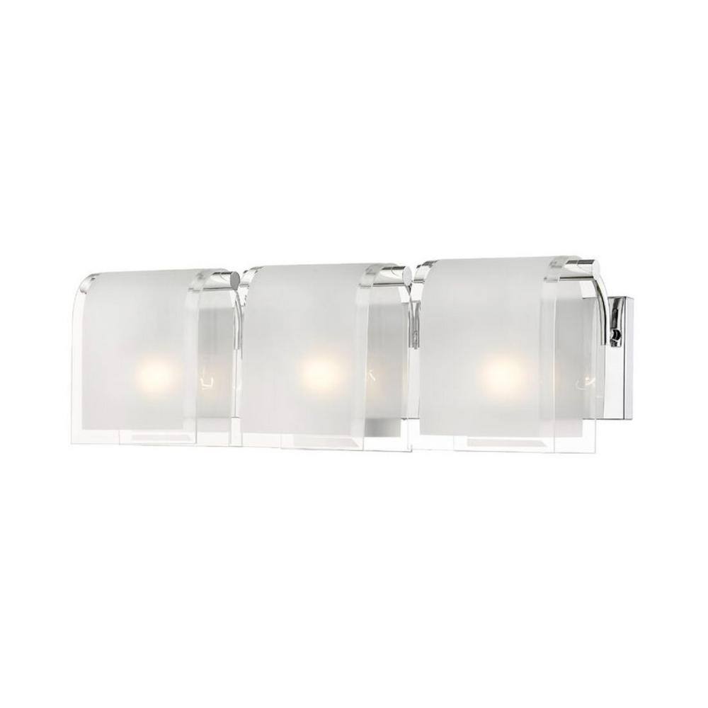 Zephyr Chrome 3-Light Vanity with Frosted Glass Shades