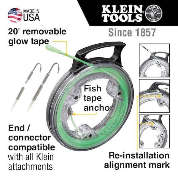 Klein Tools 20 ft. Glow Fish Tape 50550 - The Home Depot