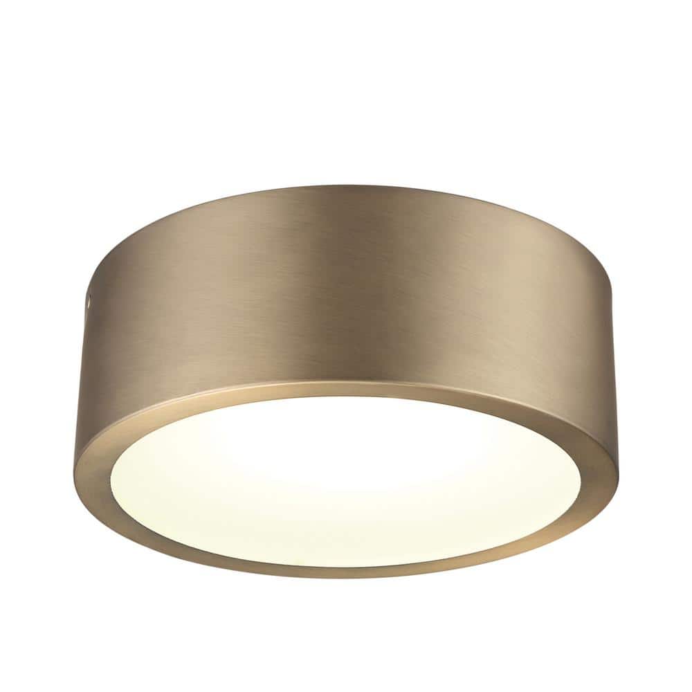 Edinburg 10.2 in. Matte Brass LED Integrated Flush Mount with Frosted Glass