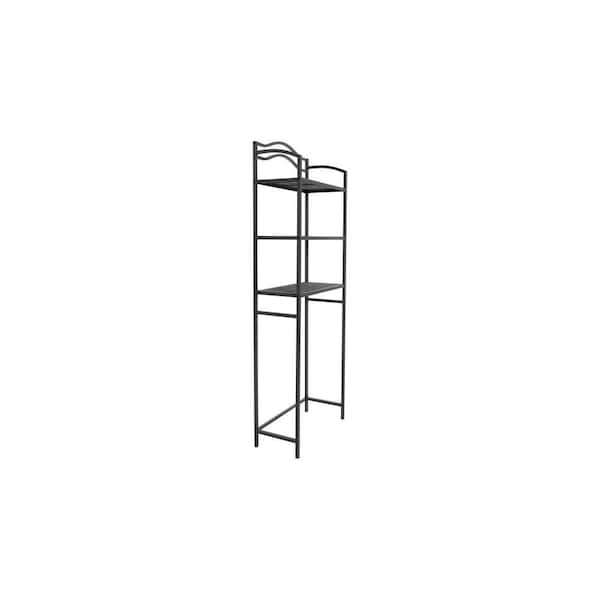 Over The Toilet Storage Cabinet with 3-Tier Adjustable Shelf, Carbon Steel Over  Toilet Bathroom Organizer Rack with 3 Hooks, Space-Saving for Bathroom/Restroom/Laundry  (3, Black, Large)