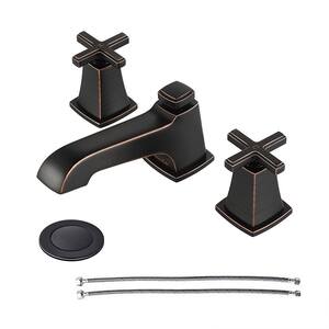 8 in. Widespread Double Handle Bathroom Faucet with Pop Up Drain in Oil Rubbed Bronze