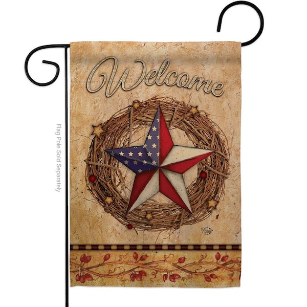 Ornament Collection 13 in. x 18.5 in. Welcome American Pride Wreath Garden Flag Double-Sided Patriotic Decorative Vertical Flags