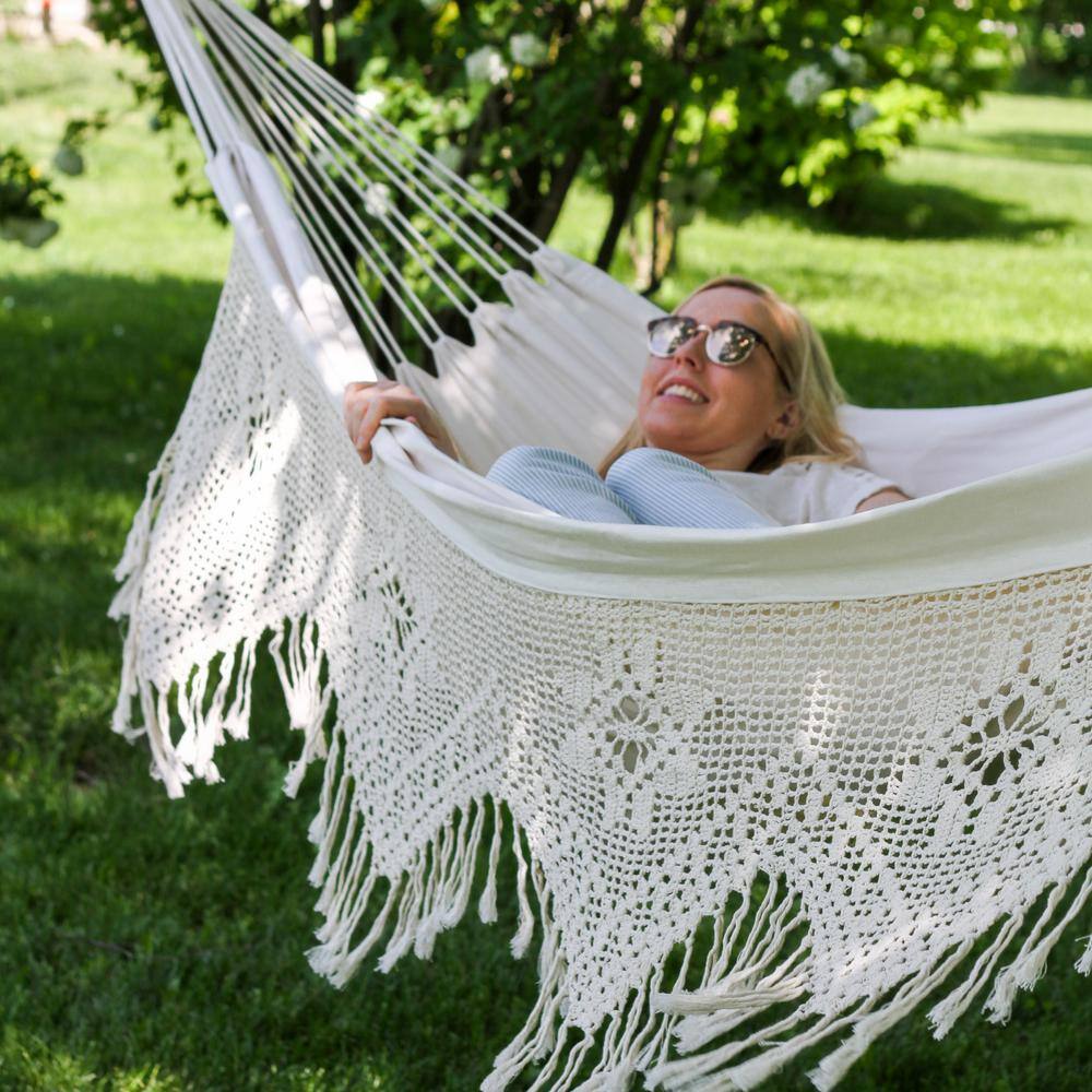 Natural Off-White Cotton Double Deluxe Brazilian Hammock