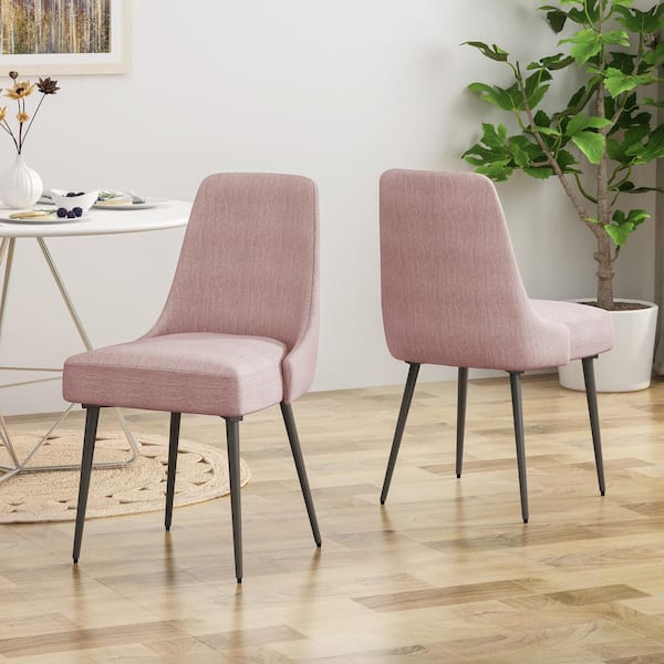 Alnoor Light Blush Fabric Upholstered Dining Chair (Set of 2)