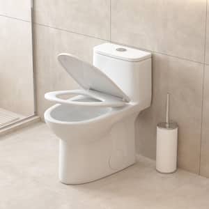 1-piece 0.8 GPF/1.28 GPF Dual Flush Elongated Toilet in White with Seat Included