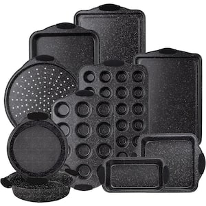 10-Piece Nonstick Black Stackable Bakeware Set with PFOA, PFOS, PTFE Free and Non-Stick Coating, 450°F Oven Safe