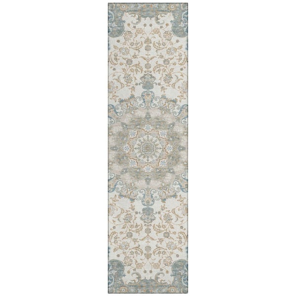 Chantille Machine Washable Indoor/Outdoor Abstract ACN2489 Ivory 2 ft. x 7 ft. Runner Rug