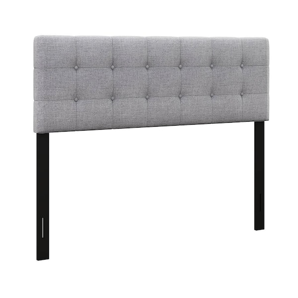 ANGELES HOME Gray Full/Queen Size Linen Upholstered Headboard Type with Solid Rubber Wood Legs