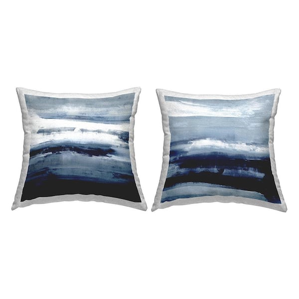 Stupell Industries Brushed Blue Abstract Composition Blue Square Outdoor Throw Pillow 2-Pack