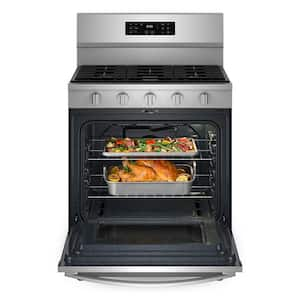 30 in. 5 Burners Freestanding Gas Range in Fingerprint Resistant Stainless Steel with Air Cooking Technology