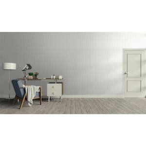 Little Explorers 2-Grey Vertical Ribbon Stripe Matte Finish Non-Pasted Non-Woven Wallpaper Sample