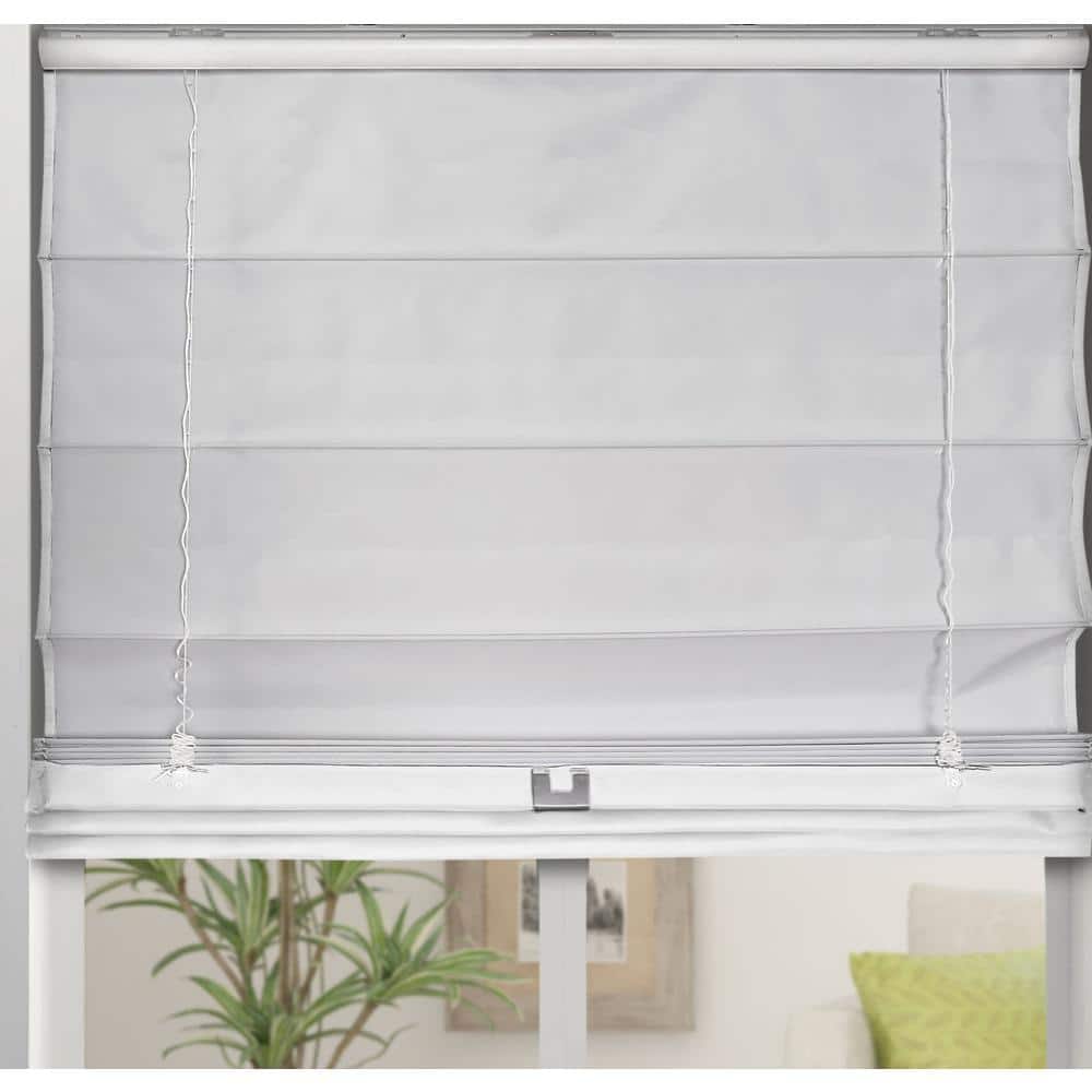 White Cordless Fabric Blackout Roman Shade 27.5"W x 60"H