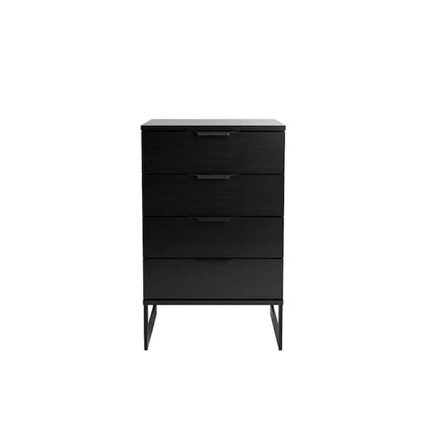 Manhattan Comfort Lexington 4-Drawer Black Dresser (28.31 in. H x 17.6 in. W x 17.52 in. D)