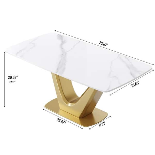 ⭐Jing⭐　INOUT NEW Standard Table Magic Home 70.87 in. White Sintered Stone Tabletop Bottom V