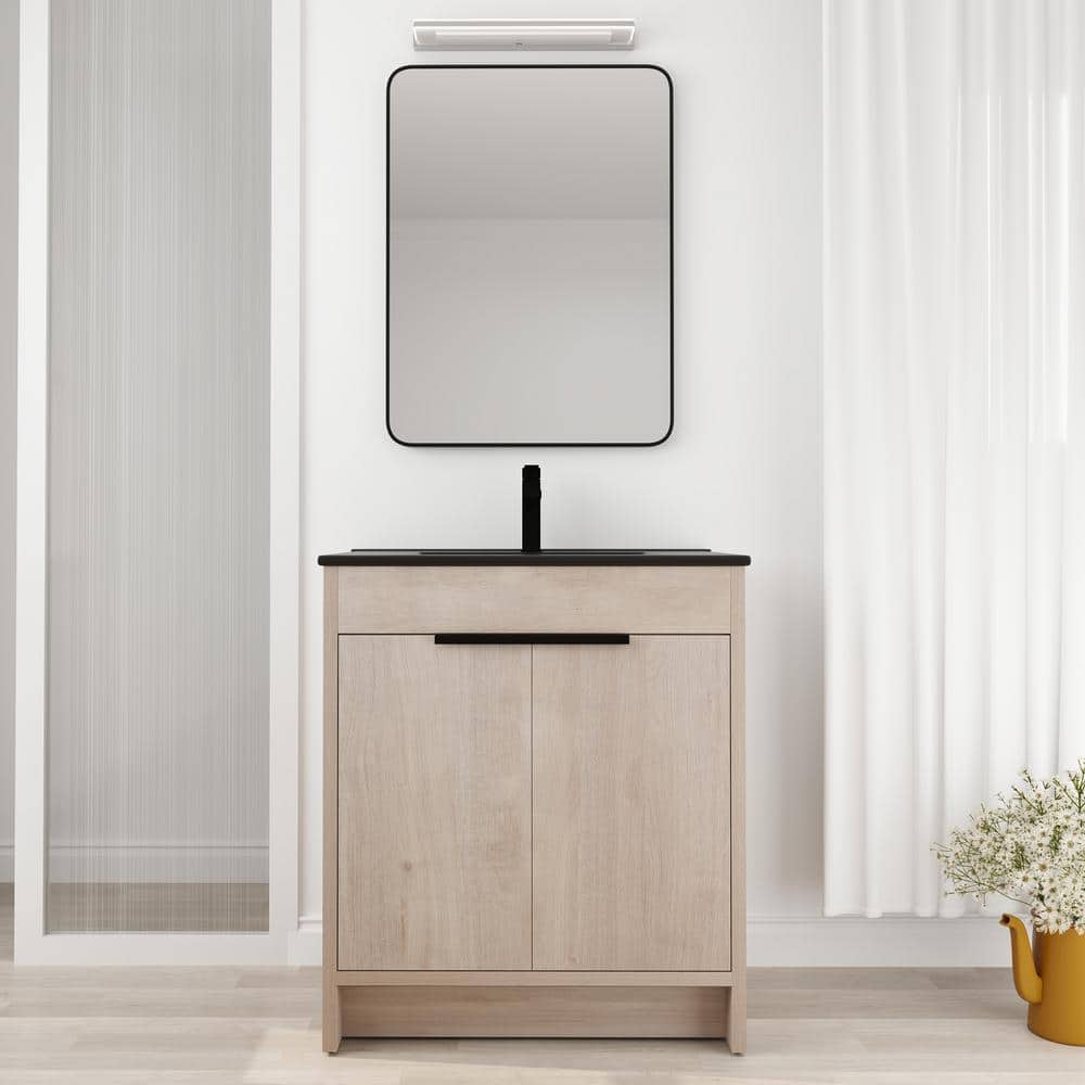 30 in. W x 18 in. D x 34 in. H Freestanding Single Sink Bath Vanity in Plai