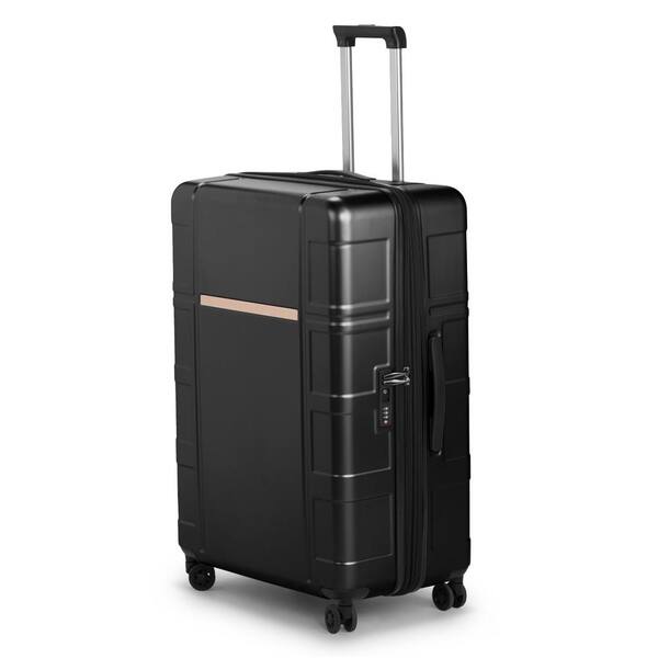 Karl home 1-Piece Black Expandable Silent Wheel ABS and PC 28 in. Trolley Case, Luggage Set