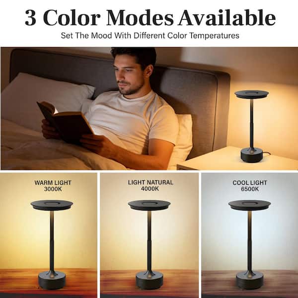 BETTERBEAM Raya 11 in. Black Finish Modern Rechargeable Integrated
