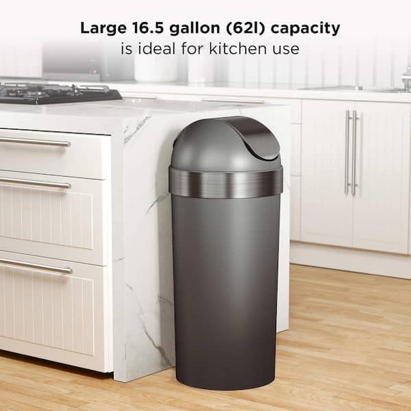 Yesdate 3.5 Gallon Trash Can with Swing-Top Lid, Plastic Garbage