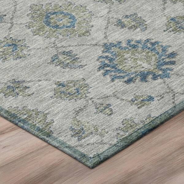 Chantille Machine Washable Indoor/Outdoor Abstract ACN3023 Gray 8 ft. x 8 ft. Round Rug