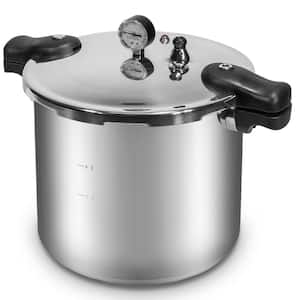 Premium 22 qt. Silver Aluminum Dishwasher Safe Induction Compatible Stovetop Pressure Cookers with Built-in Gauge