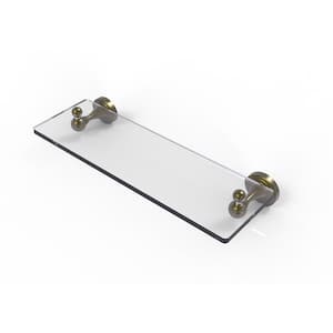 Sag Harbor Collection 16 in. Glass Vanity Shelf with Beveled Edges in Antique Brass