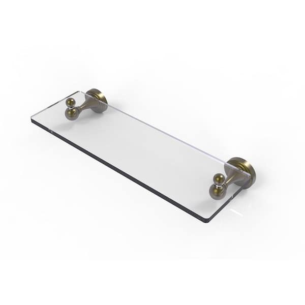 Allied Brass Sag Harbor Collection 16 in. Glass Vanity Shelf with Beveled Edges in Antique Brass