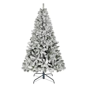 6.5 ft. Flocked Artificial Christmas Tree with Clear LED Lights