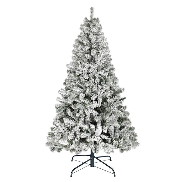 VEIKOUS 6.5 ft. Flocked Artificial Christmas Tree with Clear LED Lights