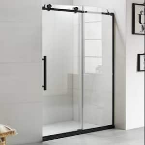 60 in. x 79 in. Frameless Sliding Shower Door in Black