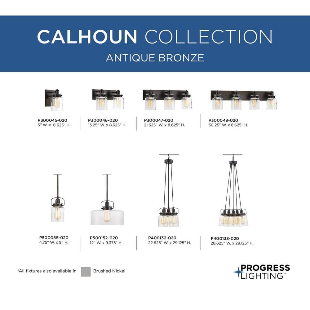 Calhoun Antique Bronze 3-Light Farmhouse Vanity Bath Light