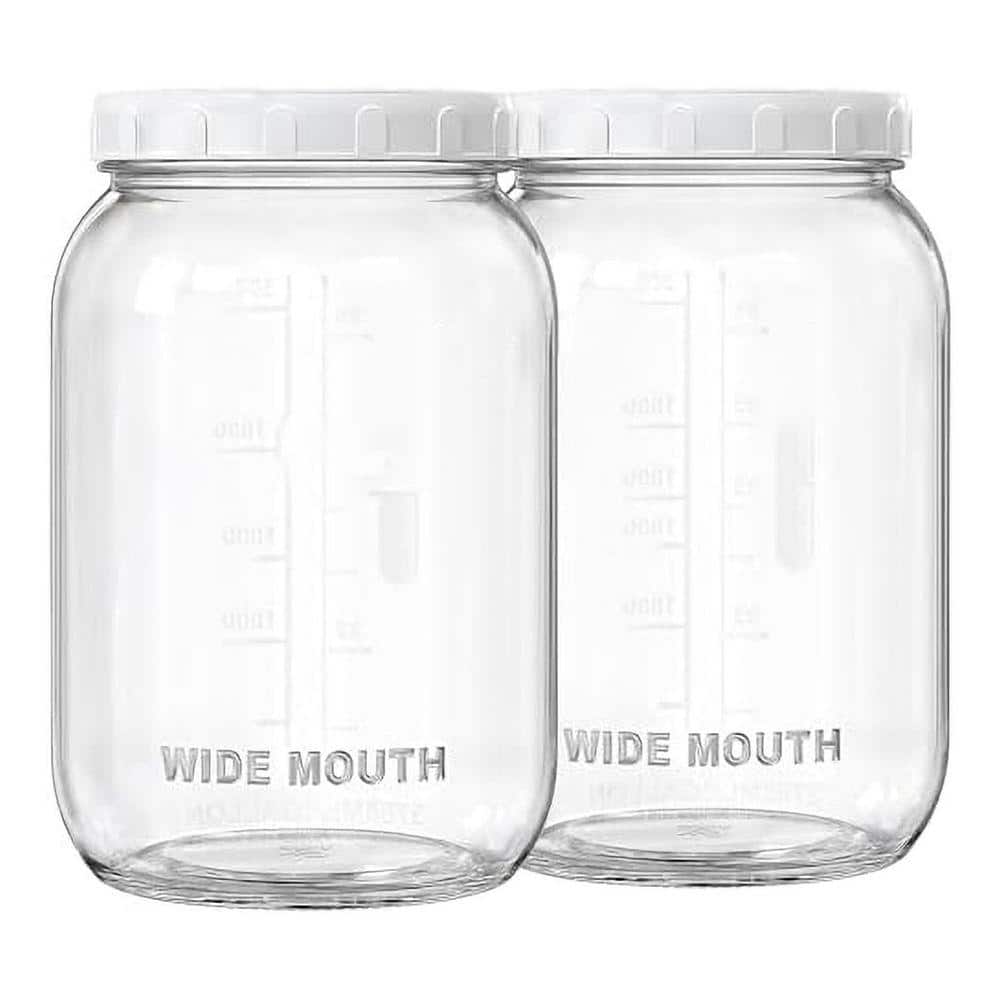 Lynzavix 2-Pieces Wide Mouth Large Capacity Glass Jar Airtight Lid