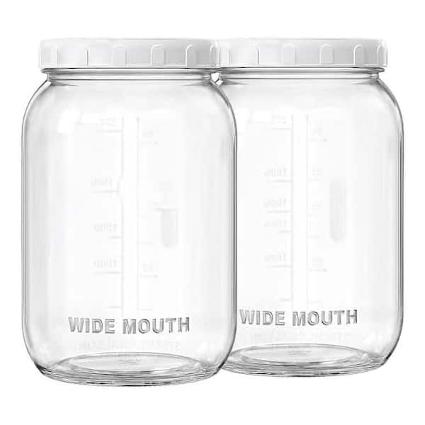 2-Pieces Wide Mouth Large Capacity Glass Jar Airtight Lid Flour Storage Mason Container Set for Kitchen Food
