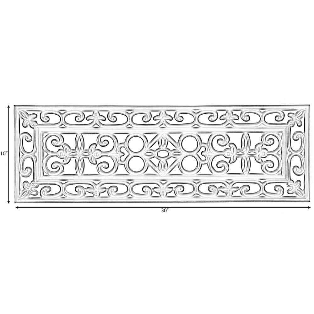Black Scrollwork Rubber Anti-Slip Stair Tread Mats, Set of 4