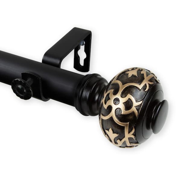 Rod Desyne Maple 66 in. - 120 in. Adjustable 1 in. Dia Single Curtain Rod in Black