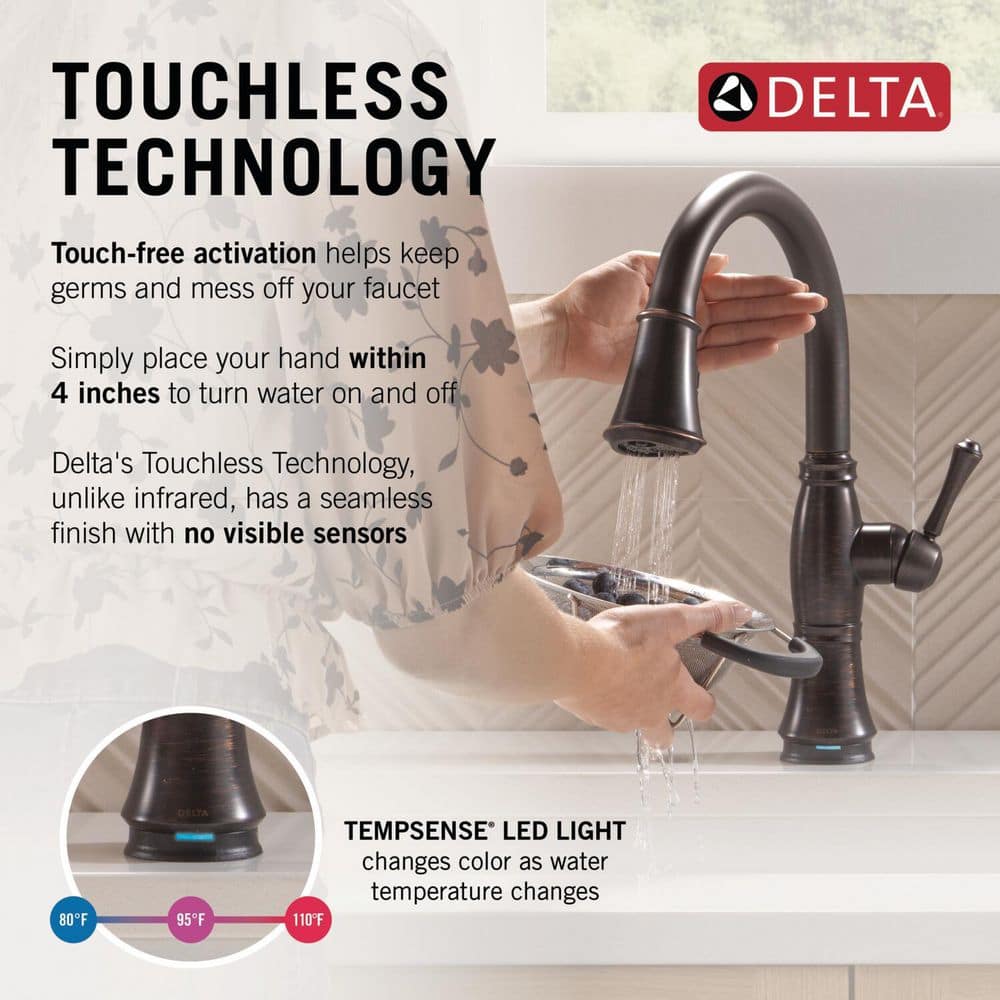 Venetian Bronze 16" Touchless Pull Down Kitchen Faucet with Ceramic Disc Valve