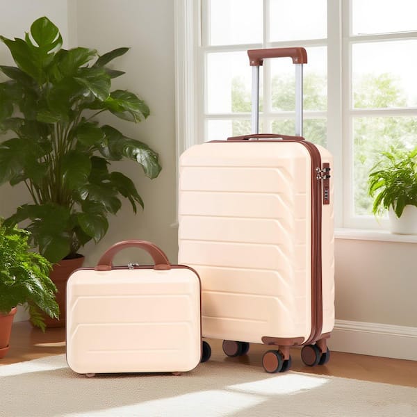 Noble House Quinne 2-Piece Beige ABS Hardside Spinner Wheel