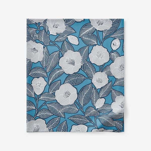 The Company Store Company Cotton Blue/Gray Primrose Floral Cotton Percale Twin/Twin XL Flat Sheet